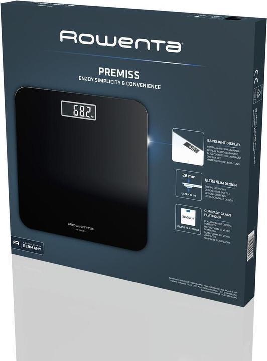 Immagine prodotto Rowenta Premiss 2.0, Bilancia da Bagno, Display LCD Facile da Leggere, Nero, BS1800 (160 kg)