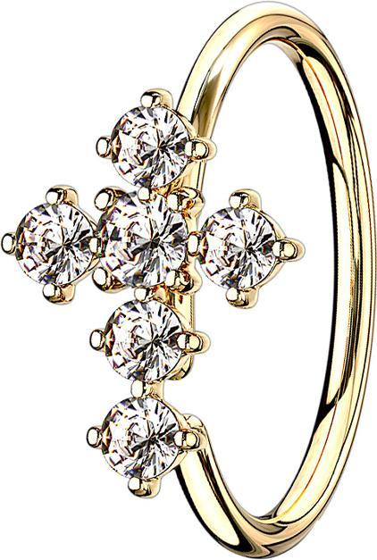 Produktbild Star Piercing Micro Piercing Ring 14k vergoldet Kreuz silber (Messing)