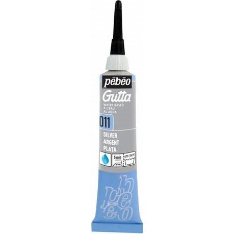 Pebeo, Künstlerfarbe + Bastelfarbe, Setasilk Wasser-Gutta Tube mit Kanüle (Silber, 20 ml)