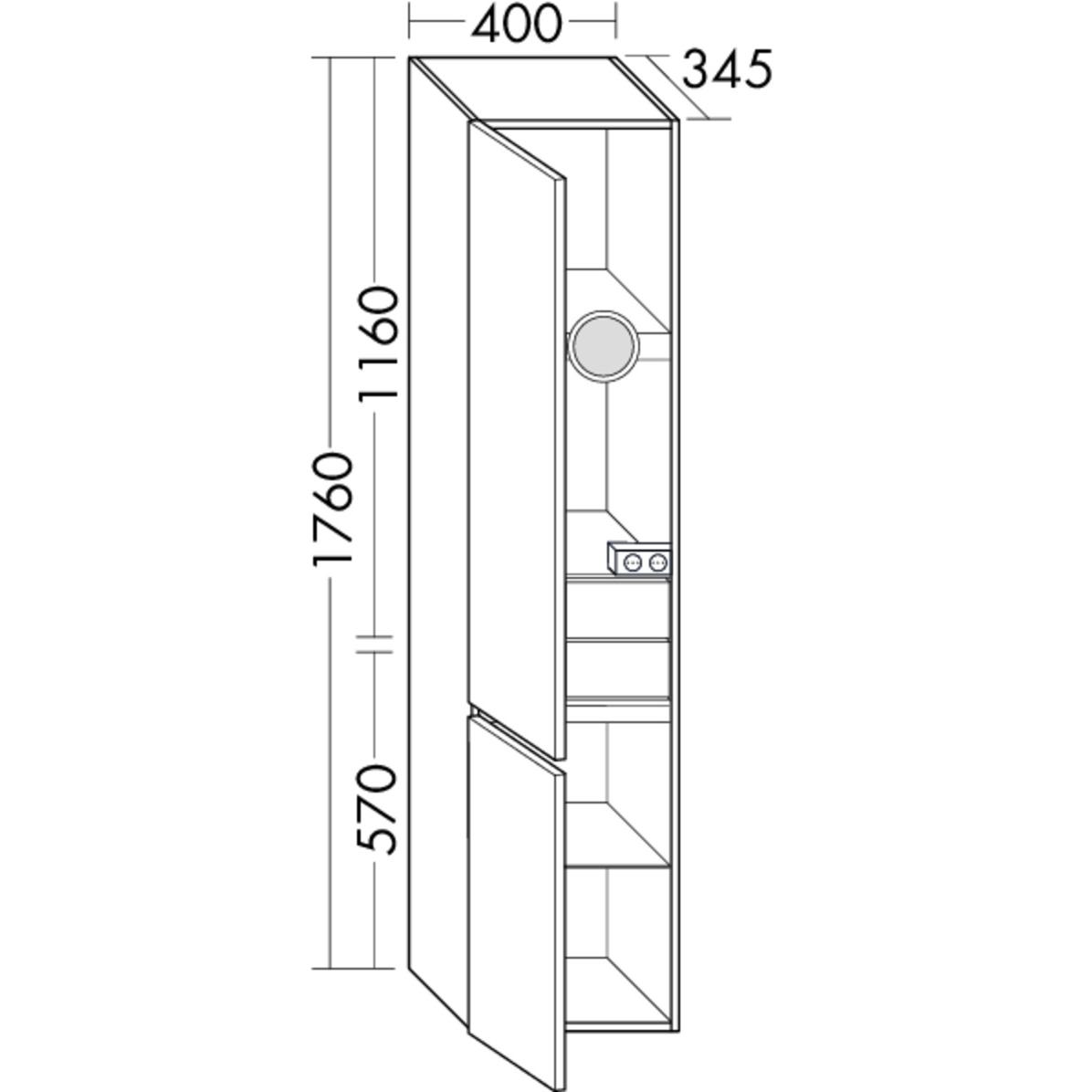 Thumbnail - burgbad, Badezimmerschrank, Lin20 Hochschrank Wandhängend mit 2 Türen LED-Innenbeleuchtung inklusive Schubladen, Türa