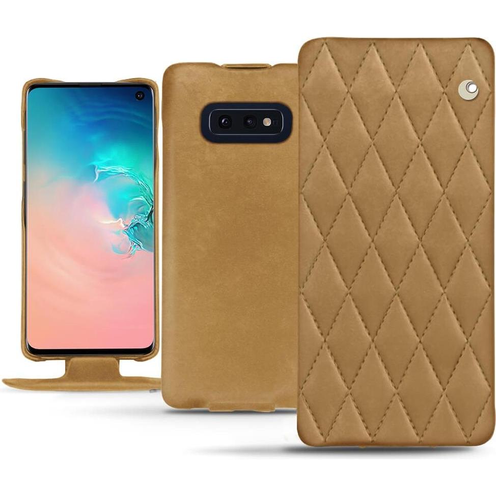 Noreve Lederschutzhülle vertikal (Samsung Galaxy S10e), Smartphone Hülle, Braun