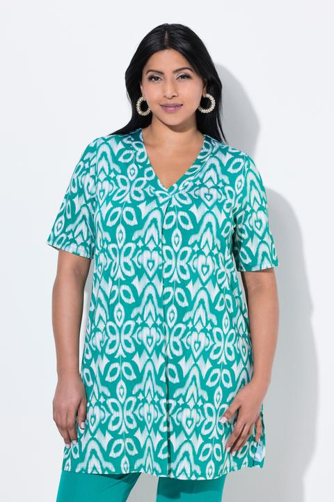 Immagine prodotto Ulla Popken Slinky-Longshirt, florales Design, V-Ausschnitt, Halbarm (50, 52)