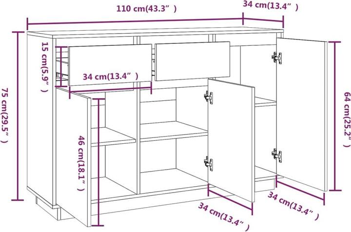 Immagine prodotto vidaXL Vincent (110 x 34 x 75 cm)