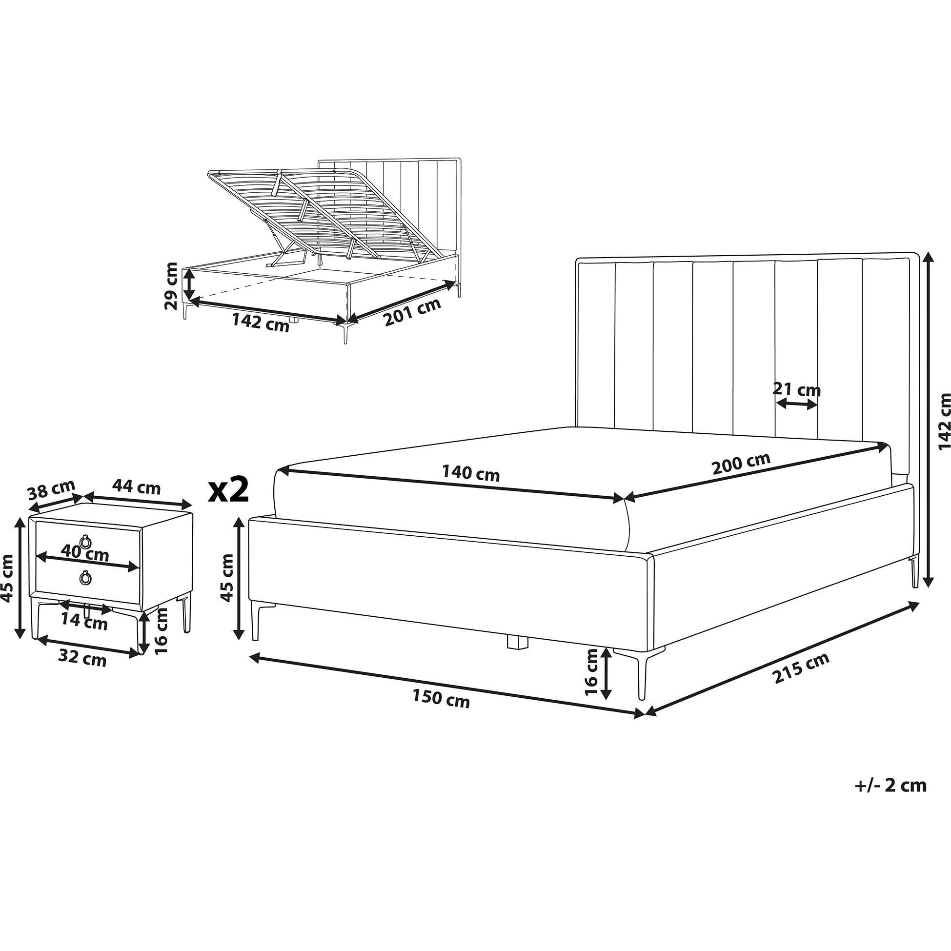 Thumbnail - Beliani, Bett, Sezanne (140 x 200 cm)