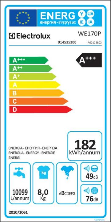 Energie-Label Electrolux We170p (8 kg, Links)