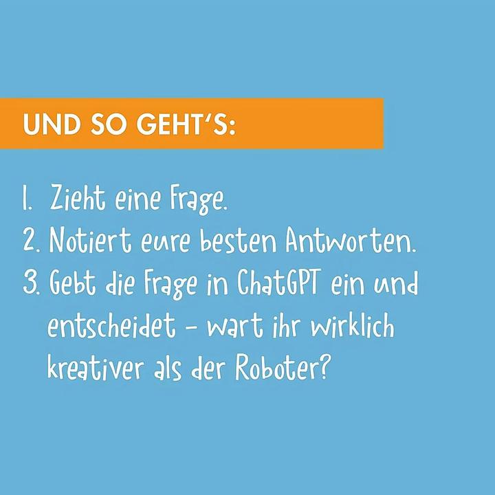 Actual product image Hey, ChatGPT! The creative ChatGPT party game. Are you smarter than the AI? (German, 1 - 8 Players)