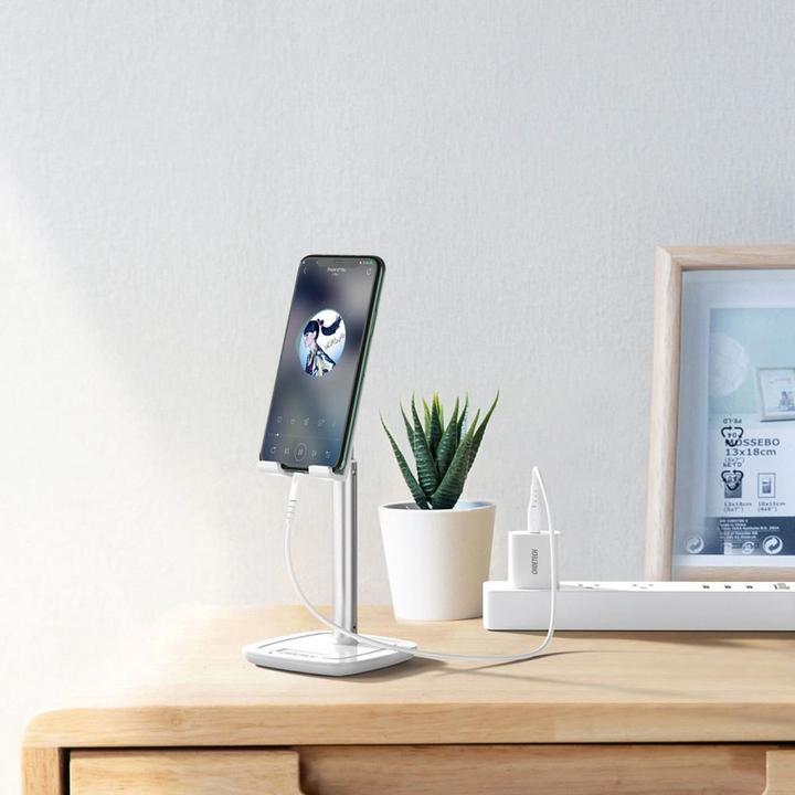 Actual product image Choetech H035 aluminum stand for a phone or tablet with adjustment - white and silver