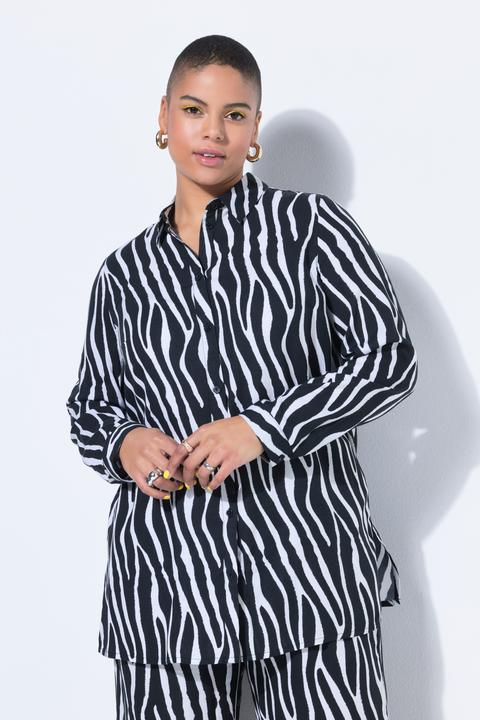 Produktbild Studio Untold Hemdbluse, Straight Shape, Zebra-Print, Langarm (50, 52)