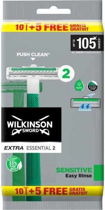 Actual product image Wilkinson Extra Essential 2 Disposable Razor Sensitive 15Pcs.