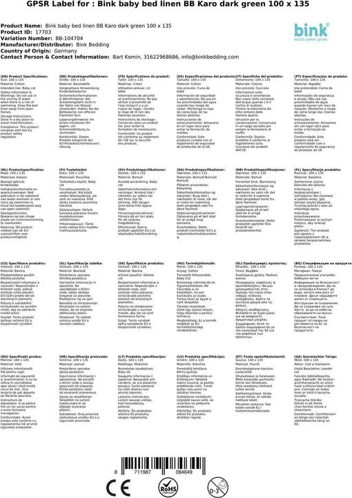 Actual product image Bink Bedding Bink children's bed linen BB check dark green 100 x 135