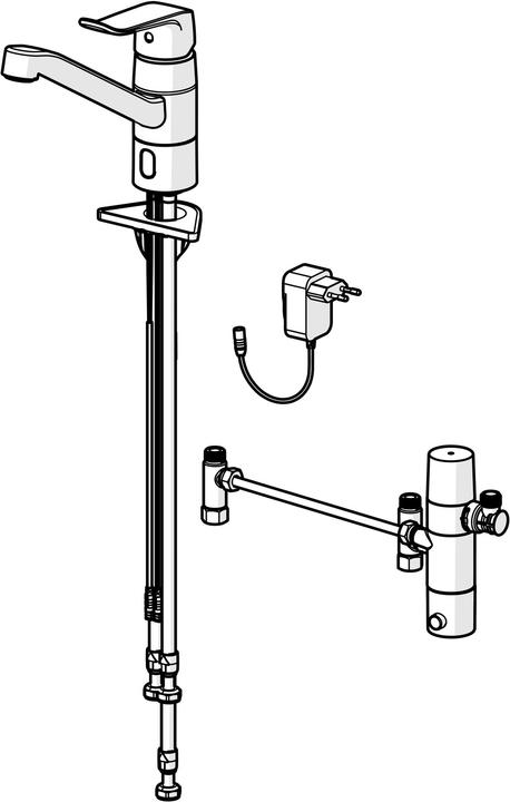 Actual product image Hansa HANSACARE Hybrid kitchen faucet, Hybrid/Bluetooth, incl. power supply, projection 214 mm, chro