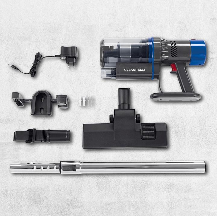 Produktbild CleanMaxx Akku-Hand- und Stielsauger Grau / Blau, Fassungsvermögen