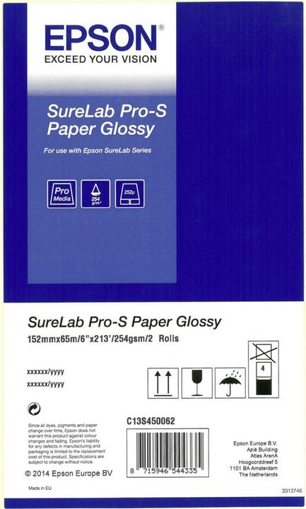 Actual product image Epson SureLab Pro-S Paper Glossy BP 6x65 2 rolls C13S450062BP Glossy (252 g/m²)
