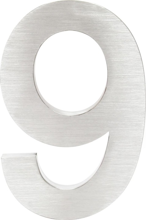 Actual product image Wiltec Stainless Steel 3-D House Number "9" Arial 20cm Rustproof and Weather-resistant with Satin