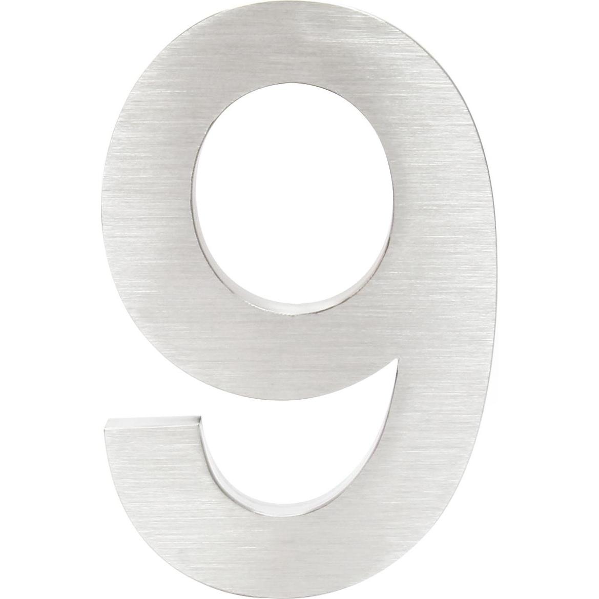 Wiltec, Hausnummer + Türschild, Hausnummer 9 Edelstahl Hausnummer modern 3D-Design rostfrei
