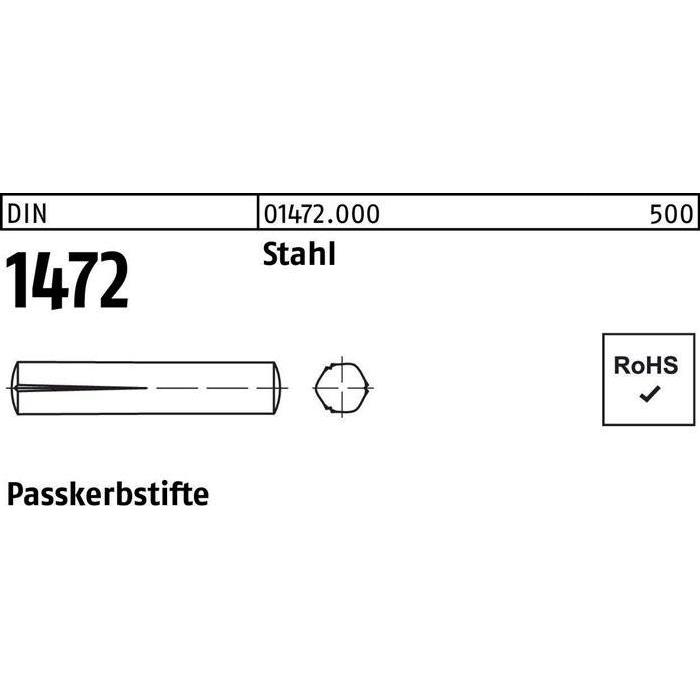 Zubehör Befestigungstechnik, Passkerbstift DIN 1472 6 x 45 Stahl DIN 1472