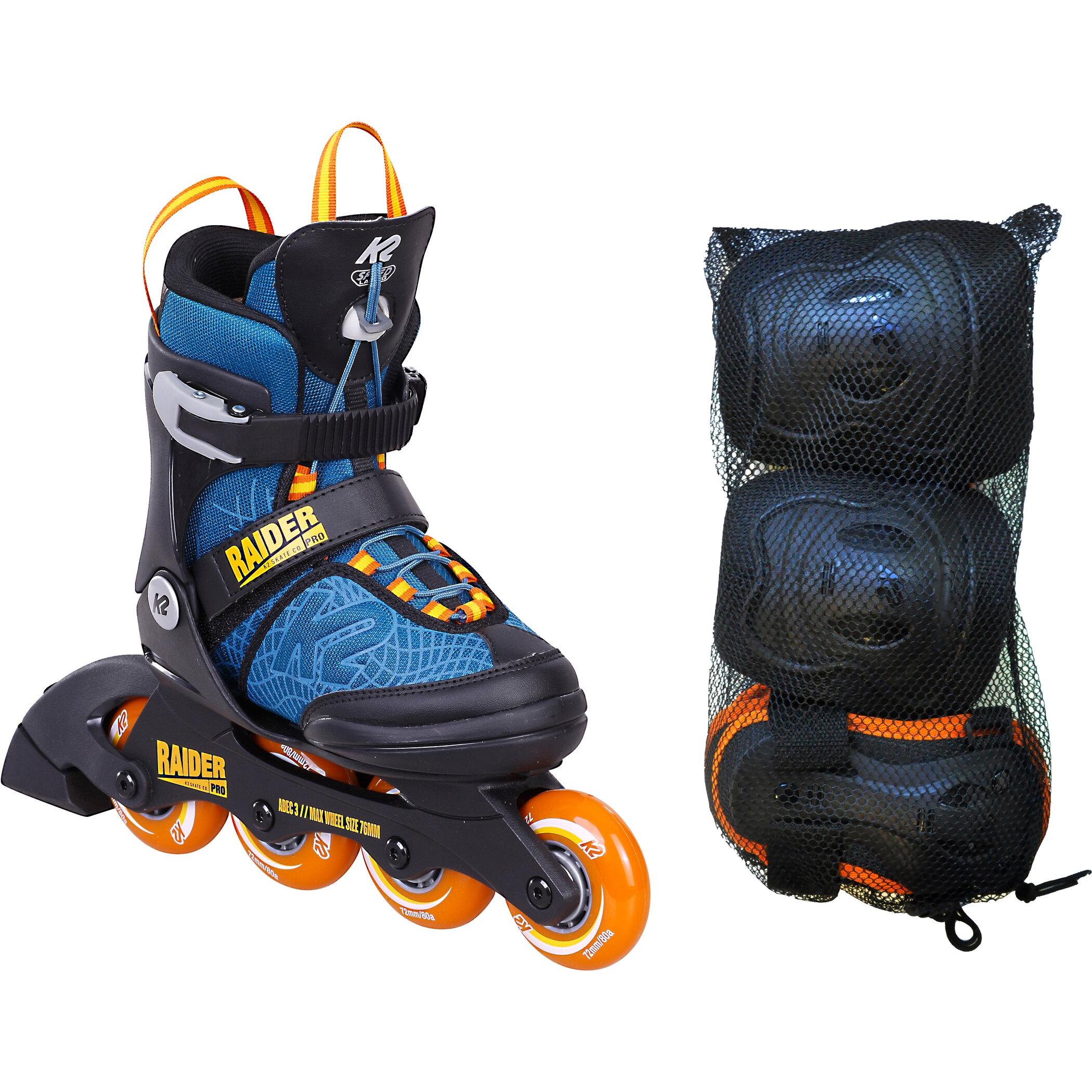 K2, Jungen, Sneaker, Raider Pro Pack Inlineskateset Boy (Grösse: 35.0-40.0 (L), design), Blau, (35)