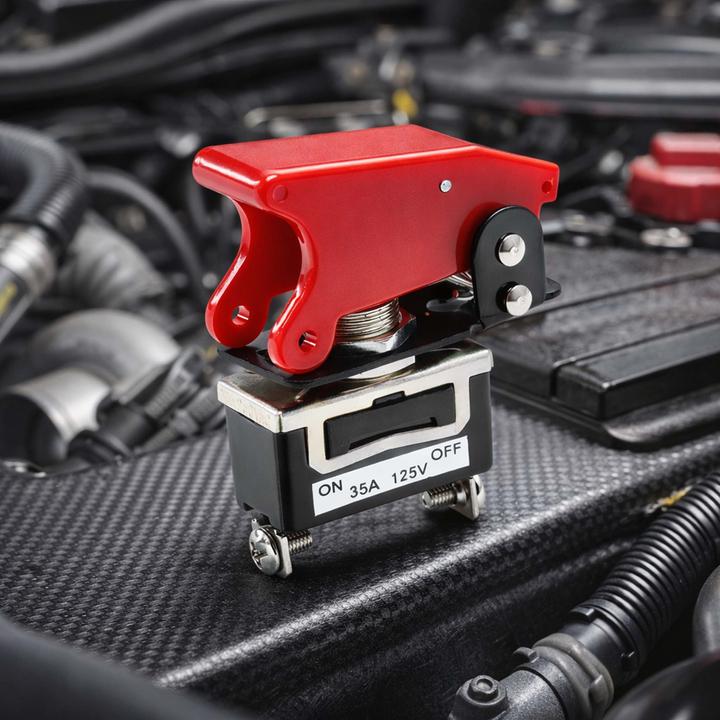 Produktbild Wiltec Kill Switch ON-OFF Notausschalter 12V 35A Kippschalter rote Kappe