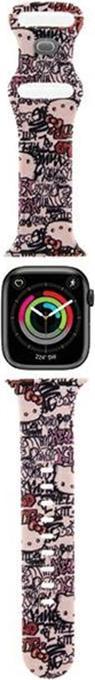 Image du produit Hello Kitty Pasek HKAWMSDGPTP Apple Watch 38/40/41mm różowy/pink strap Silicone Tags Graffiti (40 mm, Acier inoxydable, Matières plastiques, Silicone)