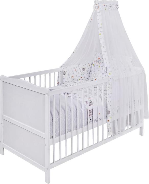 Produktbild jonka Gitterbetten Babybett-Komplett-Set Mona inkl. Bettwäsche, Himmel (70 x 140 cm)