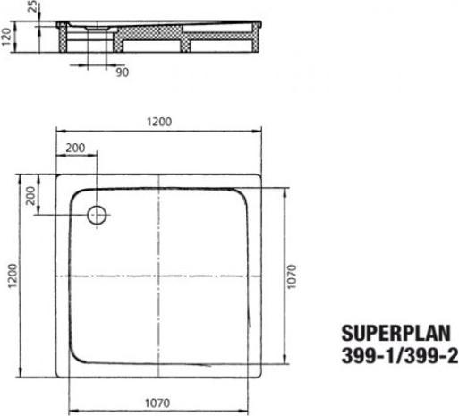 Produktbild Kaldewei Superplan 399-1 120x120cm