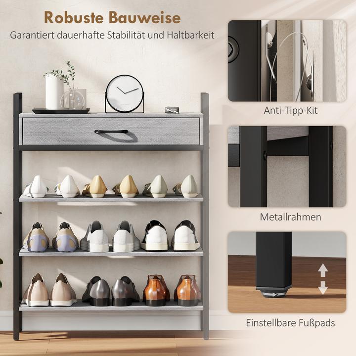 Produktbild Homcom Schuhregal Spanplatte, Metall Grau (30 x 30 x 87.60 cm)