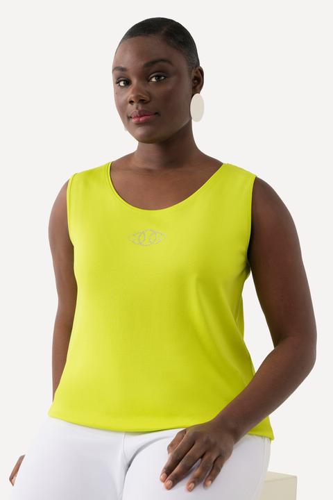 Produktbild Ulla Popken Top, Pima Cotton, Slim, Rundhals, Ziersteinchen, ärmellos (46, 48)