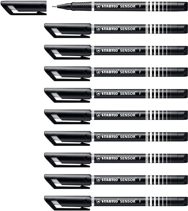 Produktbild STABILO Fineliner Sensor, Strichbreite 0,3 oder 0,7 mm, 4 Farben zur Auswahl, 10 Stück (Schwarz, 10 x)