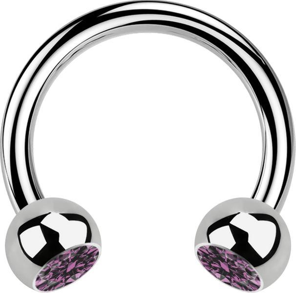 Produktbild Star Piercing Micro Circular Barbell silber mit zwei Kugeln Kristall hellviolett (ohne Messing, Titan)