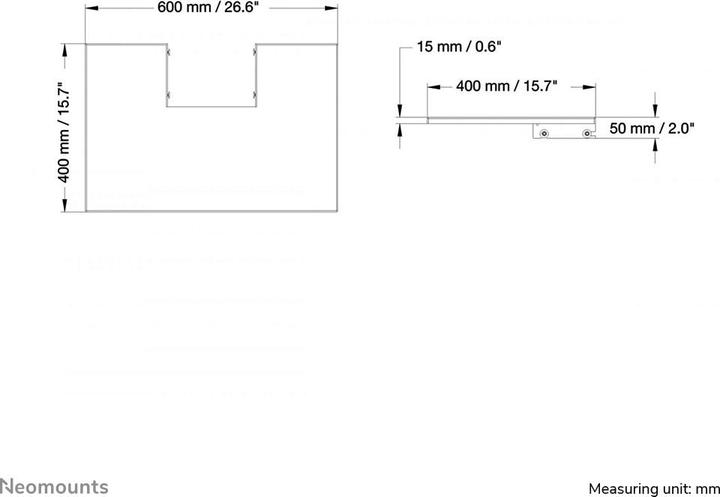 Produktbild Neomounts PLASMA-M2500LAPSHELF LapTop Ablage fuer die M2500 Serie Farbe Silber