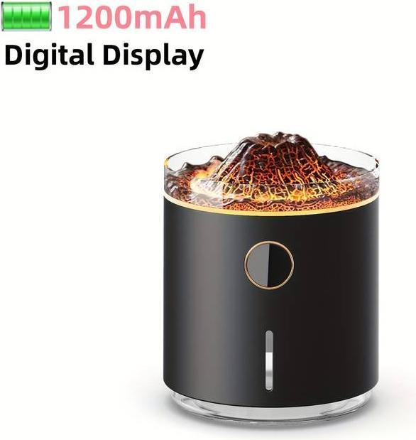 Produktbild PhoneLook Vulkan Flame Aroma Diffusor mit Digitalanzeige & LED Flamme (350 ml)