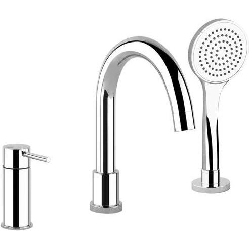 Thumbnail - Gessi, Badarmatur, Emporio Via Tortona Dreiloch-Wannenrandbatterie integrierter Umsteller im Auslauf, Brauseschla