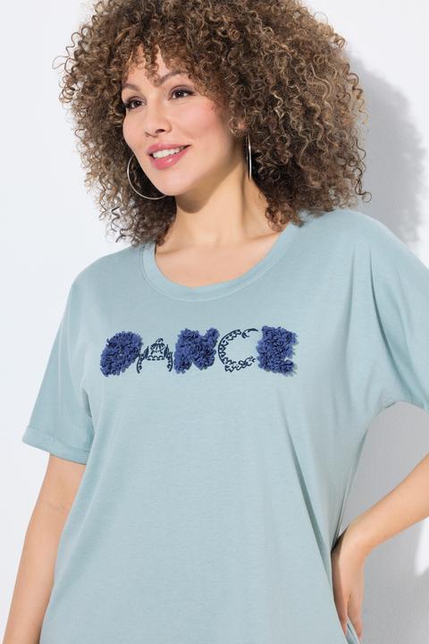 Image du produit Ulla Popken T-shirt oversize avec message, manches courtes et décolleté rond (50, 52)