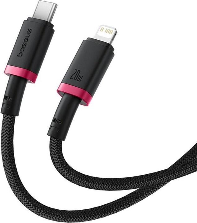 Actual product image Baseus Dura Type-C fast charging cable for iP 20 W 2 m Black Red (2 m, USB 4.0, 20 W)