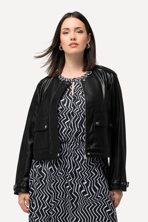 Produktbild Ulla Popken Jacke, Lederoptik, 2-Wege-Zipper, Schulterklappen (46, 48)