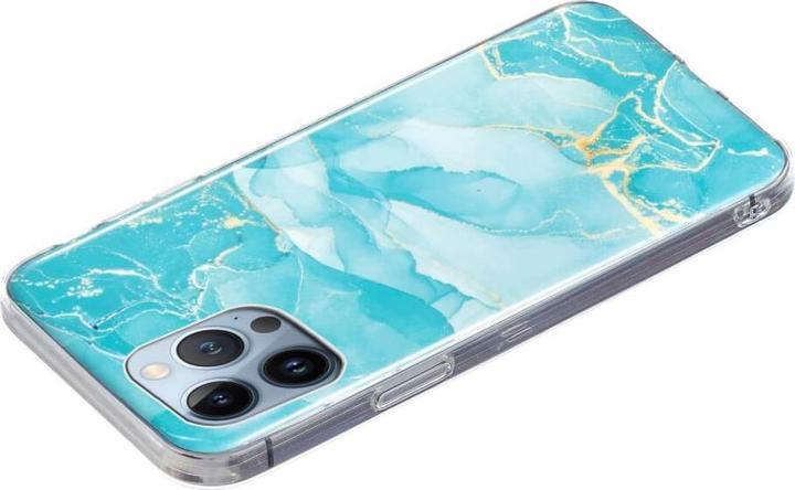 Produktbild Cover-Discount iPhone 15 Pro - Silikon Gummi Case Cyan Marble (Apple iPhone 15 Pro)