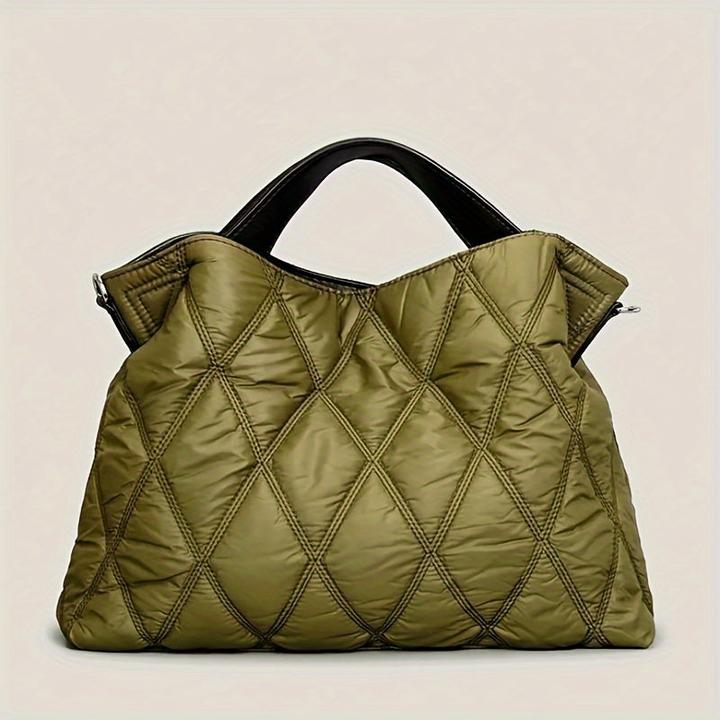 Produktbild Only-Bags.Store Trendy Puffer gesteppte Tote Bag, Rhombus Nylon Umhängetasche, weich gepolsterte Handtasche