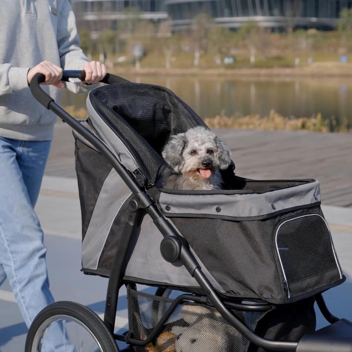 Actual product image PawHut Dog buggy with storage space and storage basket (Dog, Reflectors, Foldable, Safety closure, Washable)