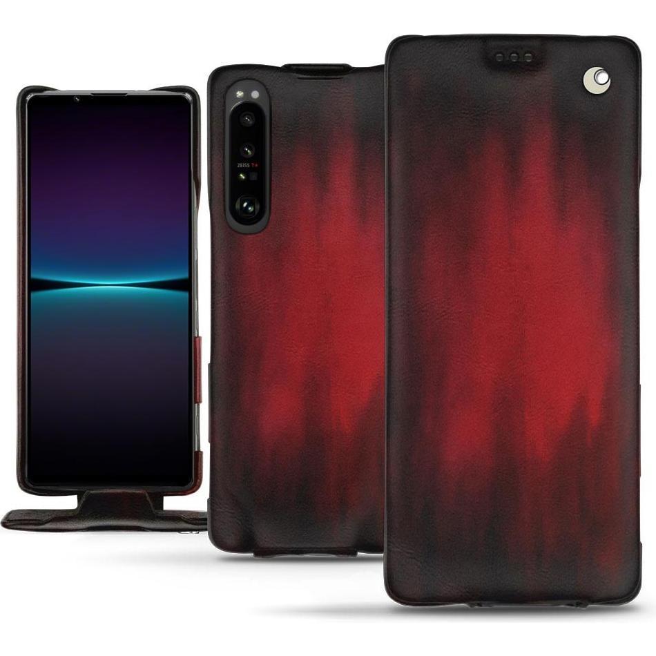 Noreve Lederschutzhülle vertikal (Sony Xperia 1 IV), Smartphone Hülle, Rot