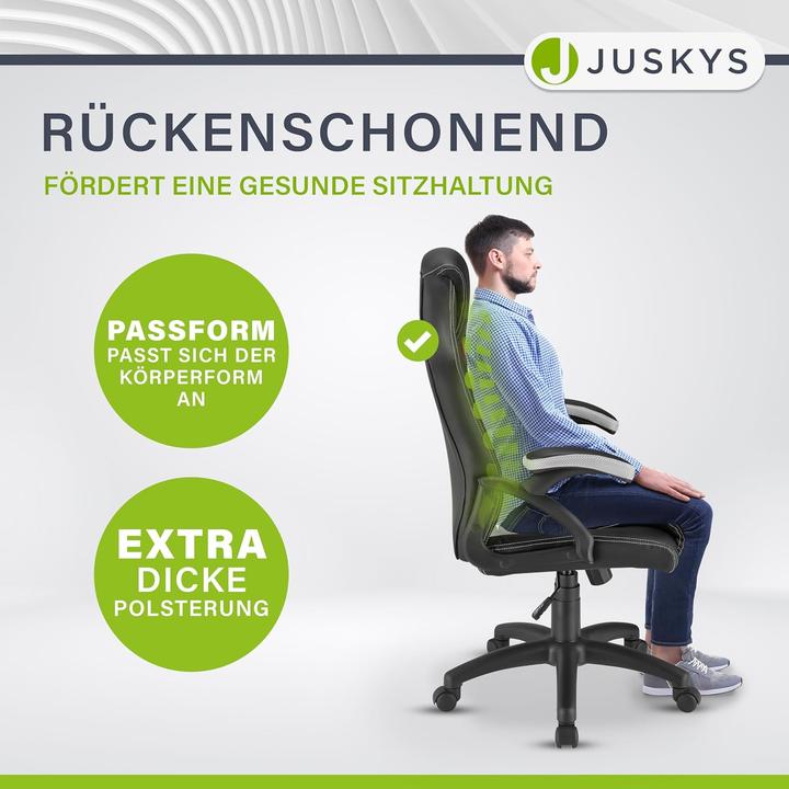 Image du produit Juskys Racing Schreibtischstuhl Montreal - Weiss