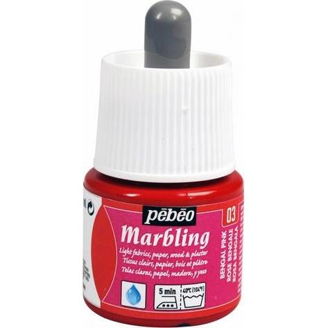 Pebeo, Künstlerfarbe + Bastelfarbe, Marbling Marmorirtfarben (Bengalrosa, 45 ml)