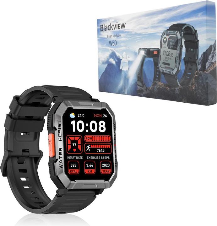Produktbild Blackview W60 (Robuste Connected Watch - 2.01" - Integriertes Mikrofon) Schwarz (4.45 x 1.43 cm)