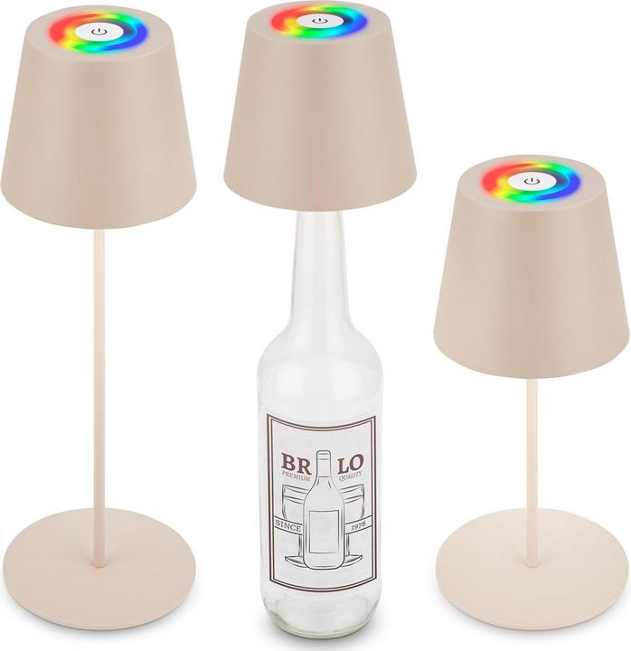 Briloner RGB/W Accu Tischleuchte, IP44, 2,5W, beige inkl. Flaschenaufsatz (200 lm)