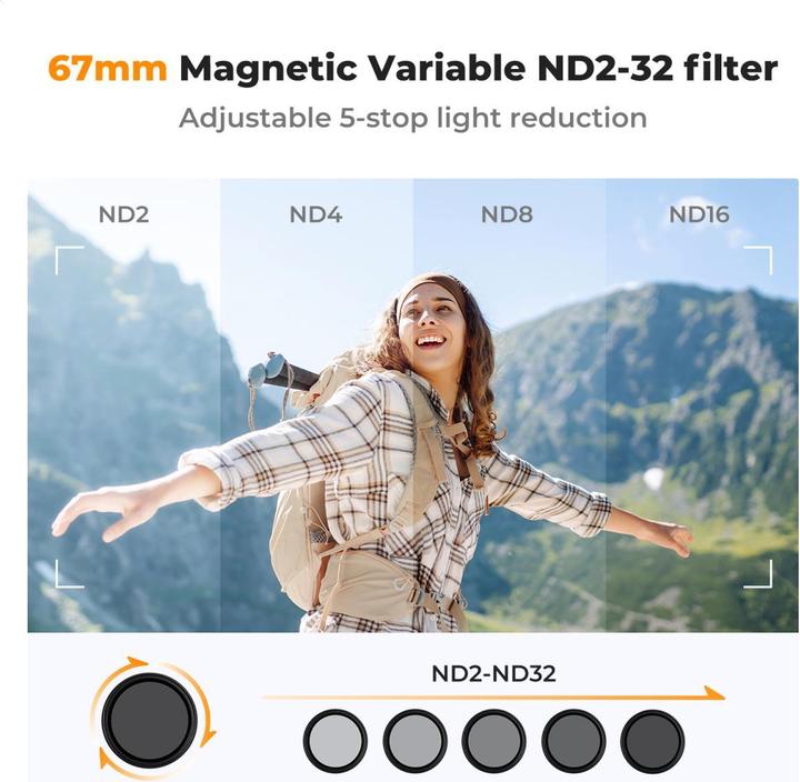 Produktbild K&F Concept 67mm Magnetic Phone Clip + 67mm Magnetic ND232 Filter, HD, Coated, Waterproof, Scratch-resistant, C