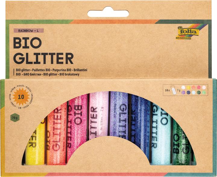 Actual product image Folia Organic Glitter Rinbow L Glitter assorted colours (10 x)