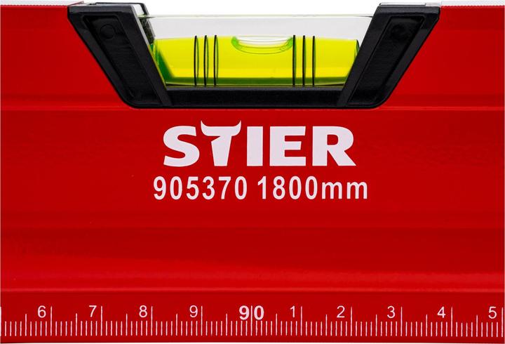 Immagine prodotto Stier Livella Premium con magnete e tre livelle 1800 mm ±0,5 mm/m (180 cm)