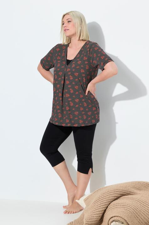 Actual product image Ulla Popken Pinstripe Petal Two Piece Pajama Set (46, 48)