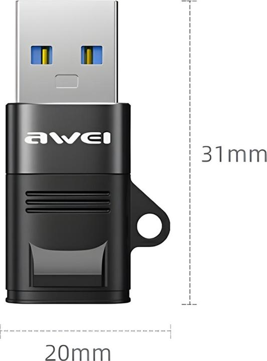 Actual product image Awei Adapter CL-13 USB-CUSB-A czarnyblack (USB-A, USB-C)