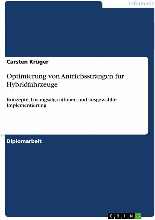 Produktbild Optimierung von Antriebssträngen für Hybridfahrzeuge (Deutsch, 2012)