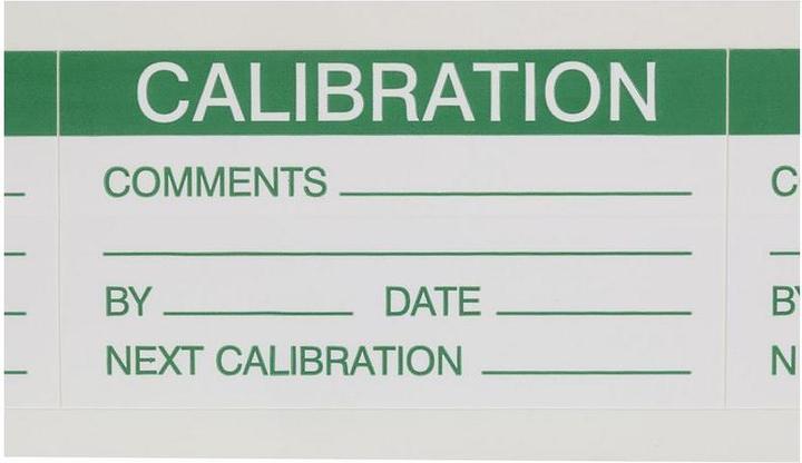 Actual product image RS PRO Green vinyl write-on label 'CALIBRATION'